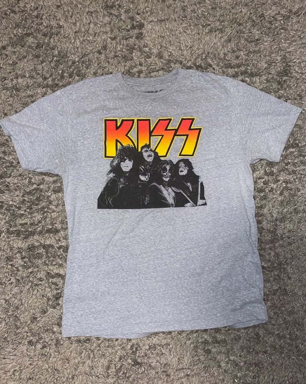 KISS Rock Band Graphic T-Shirt Gray Size L 2015